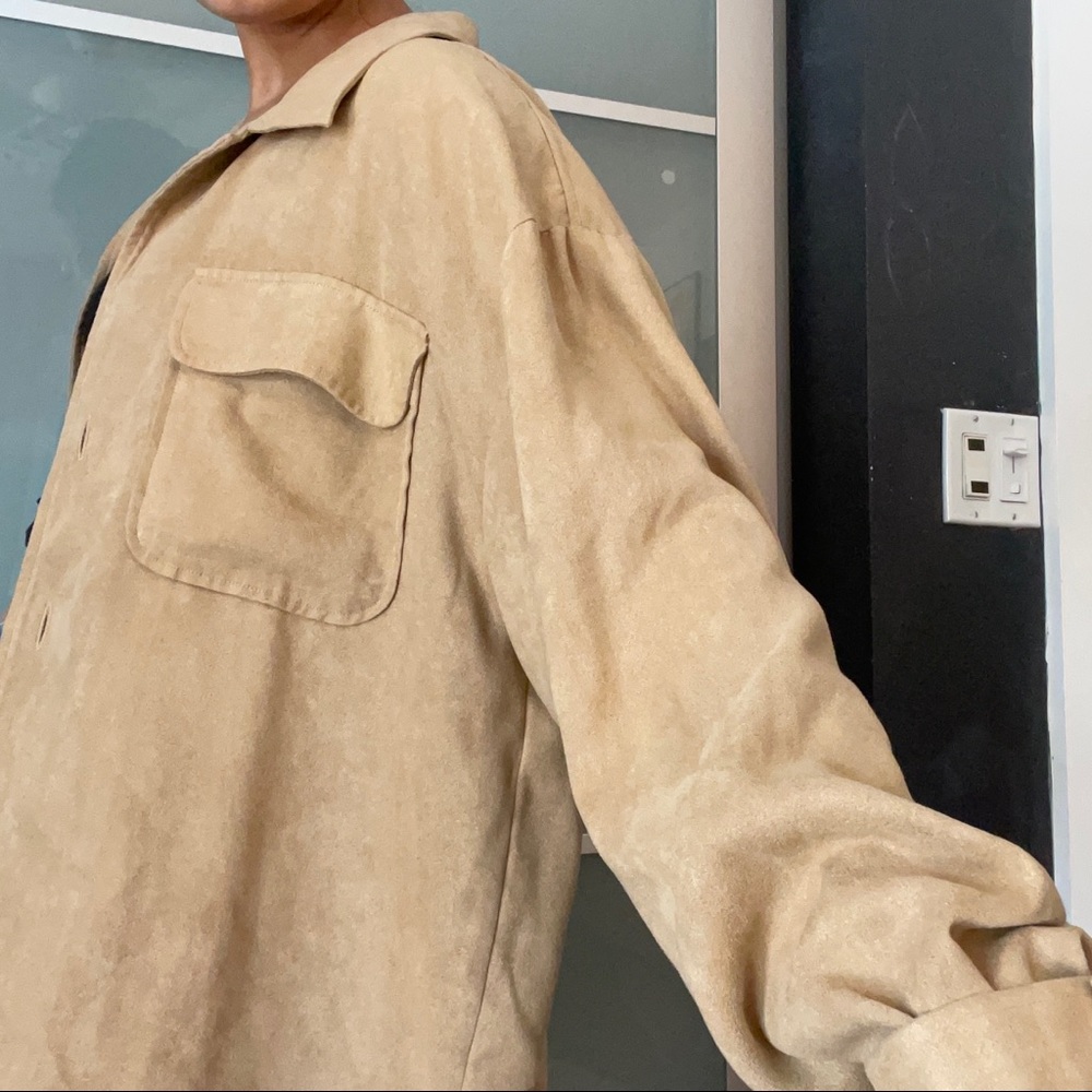 Suede Button Down Jacket - image 5